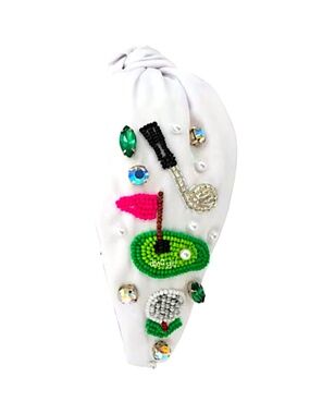 Beaded Golf Headband, Wide Knot Golf Headband